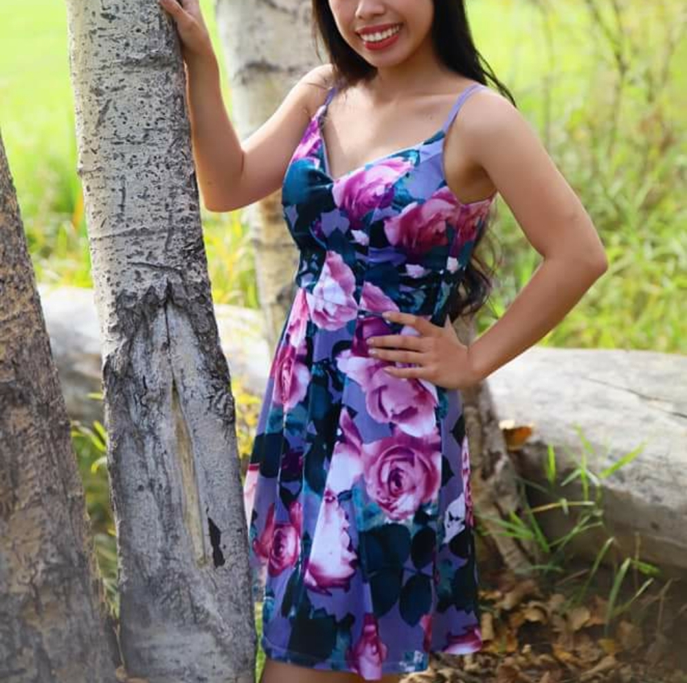 Floral velvet dress